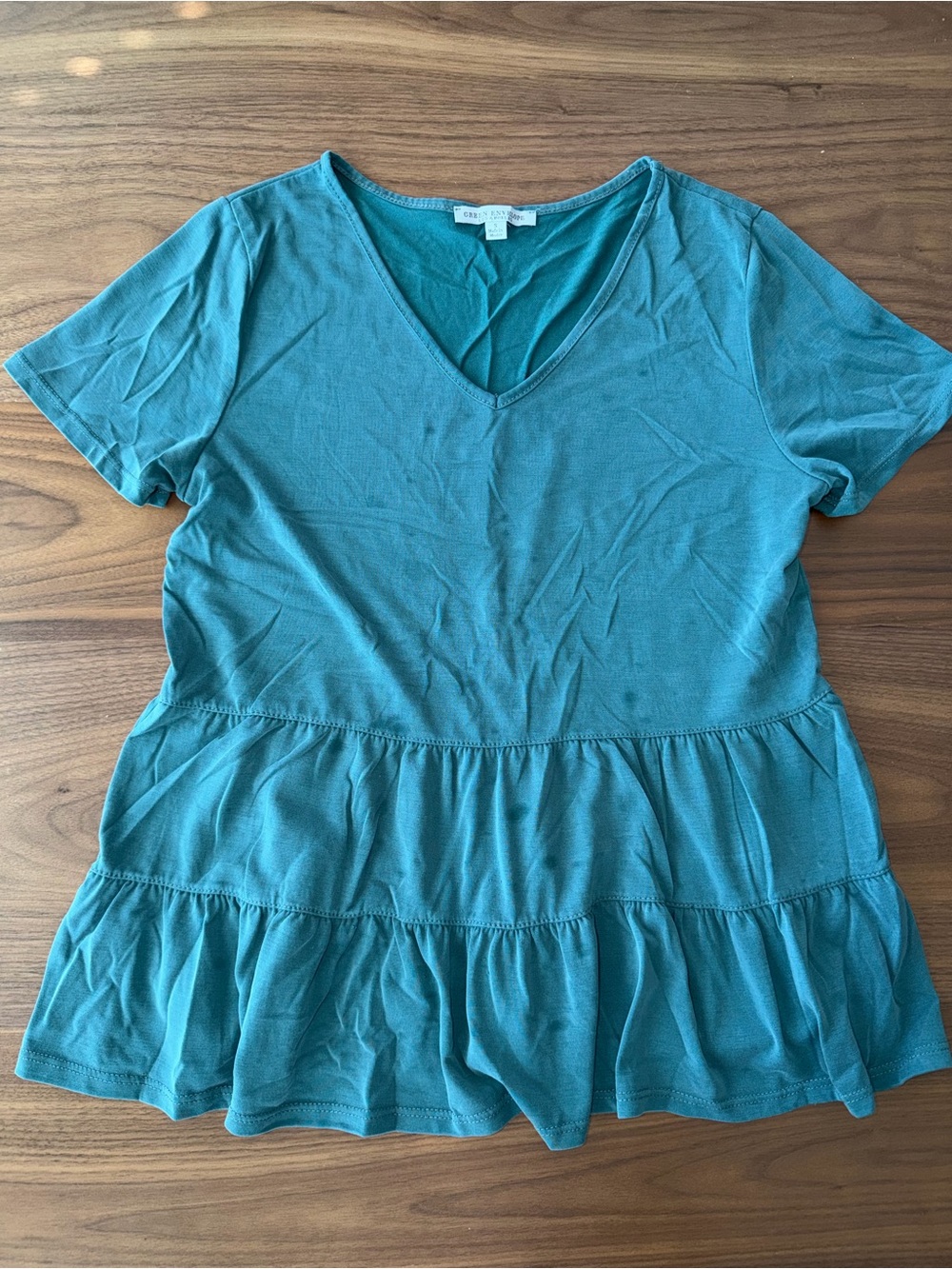 Caslon Teal V-Neck Short Sleeve Peplum Tunic